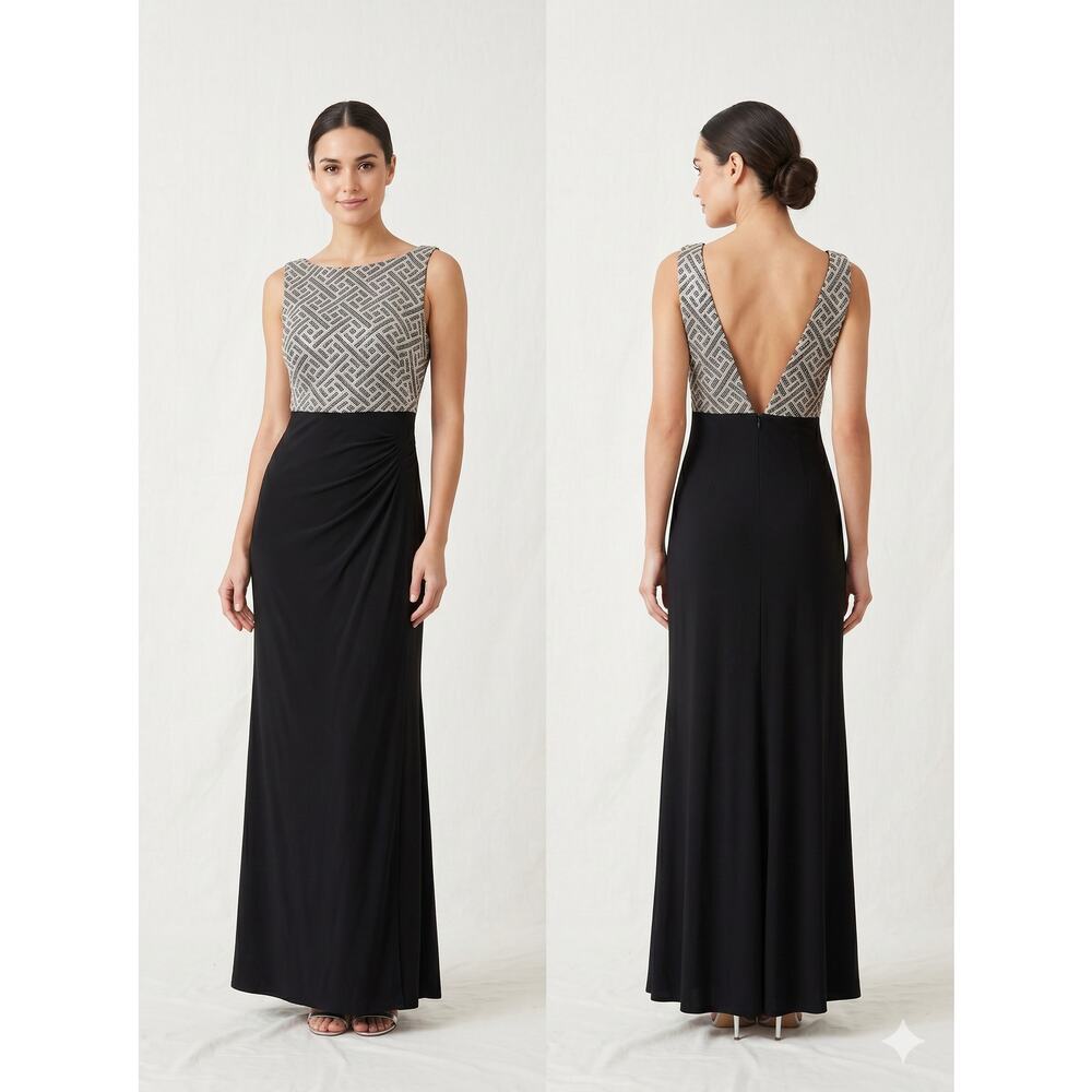 Lauren Ralph Lauren Size 2 Elegant Long Sequin Upper Slit Leg Maxi Dress - Picture 13 of 14